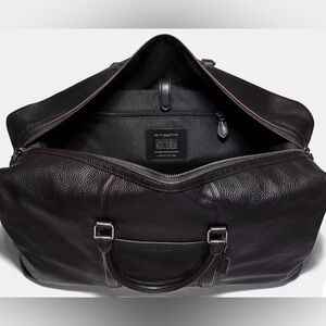 Coach Trekker 52 Pebble Leather Duffel Bag with Burgundy Red Stitching